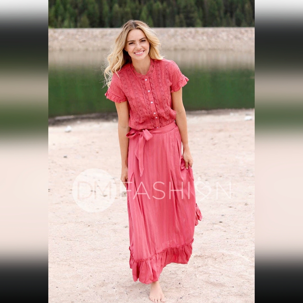 DMFashion Rose Pink Maxi skirt cotton M and XL - Picture 6 of 9